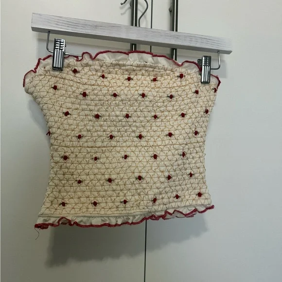 Free People Rose Bud Smocked Tube Top- XS - Picture 4 of 10